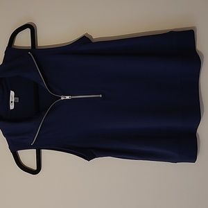 CABLE & GAUGE sleeveless top, tee with exposed zipper, navy, golf, sporty,  med